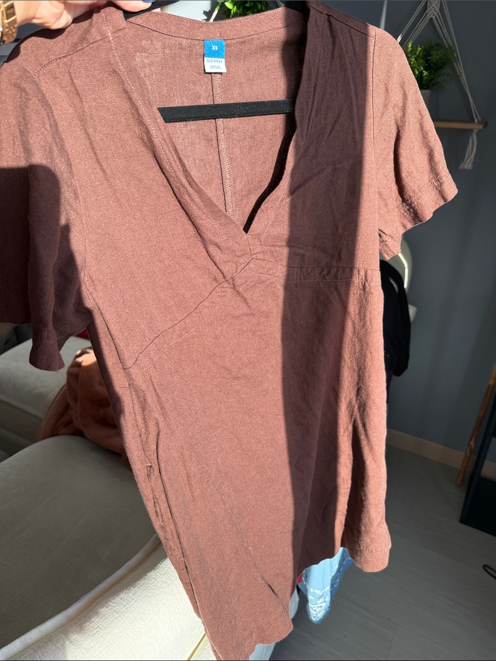 Old Navy Women's Rust Brown V-Neck Short Sleeve dress